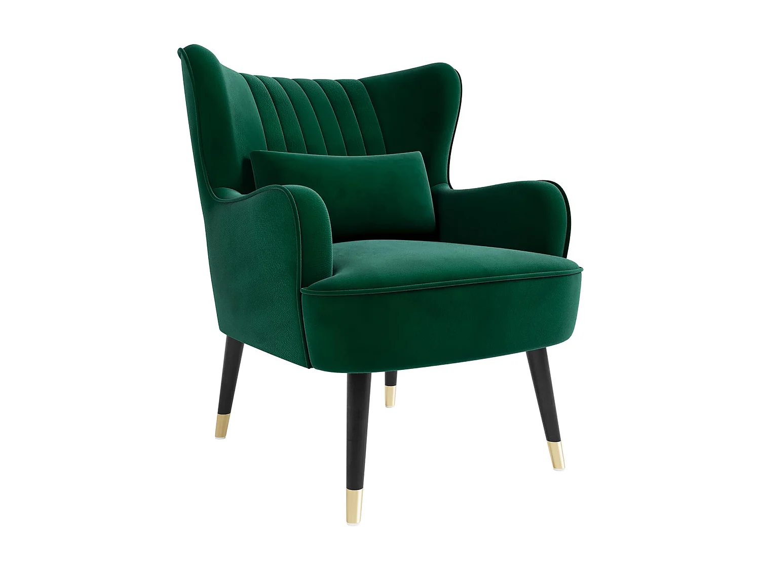 Fauteuil en Velours, Chaise Longue Relax Moderne avec Pied en Bois, Fauteuils Lounge avec accoudoirs, Fauteuil à Oreilles pour Salon Chambre à Coucher