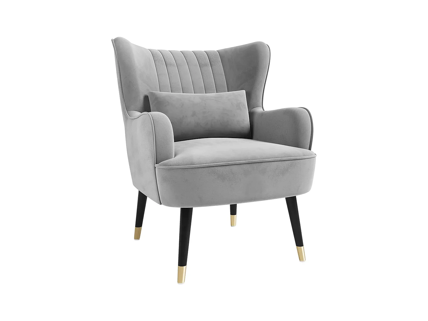 Fauteuil en Velours, Chaise Longue Relax Moderne avec Pied en Bois, Fauteuils Lounge avec accoudoirs, Fauteuil à Oreilles pour Salon Chambre à Coucher