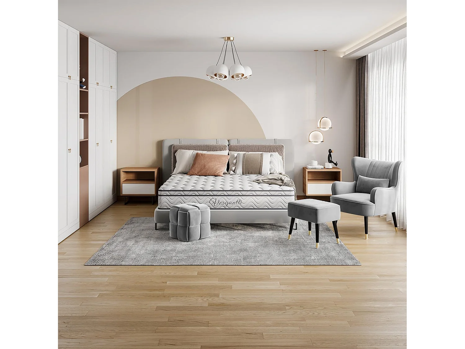 Fauteuil en Velours, Chaise Longue Relax Moderne avec Pied en Bois, Fauteuils Lounge avec accoudoirs, Fauteuil à Oreilles pour Salon Chambre à Coucher