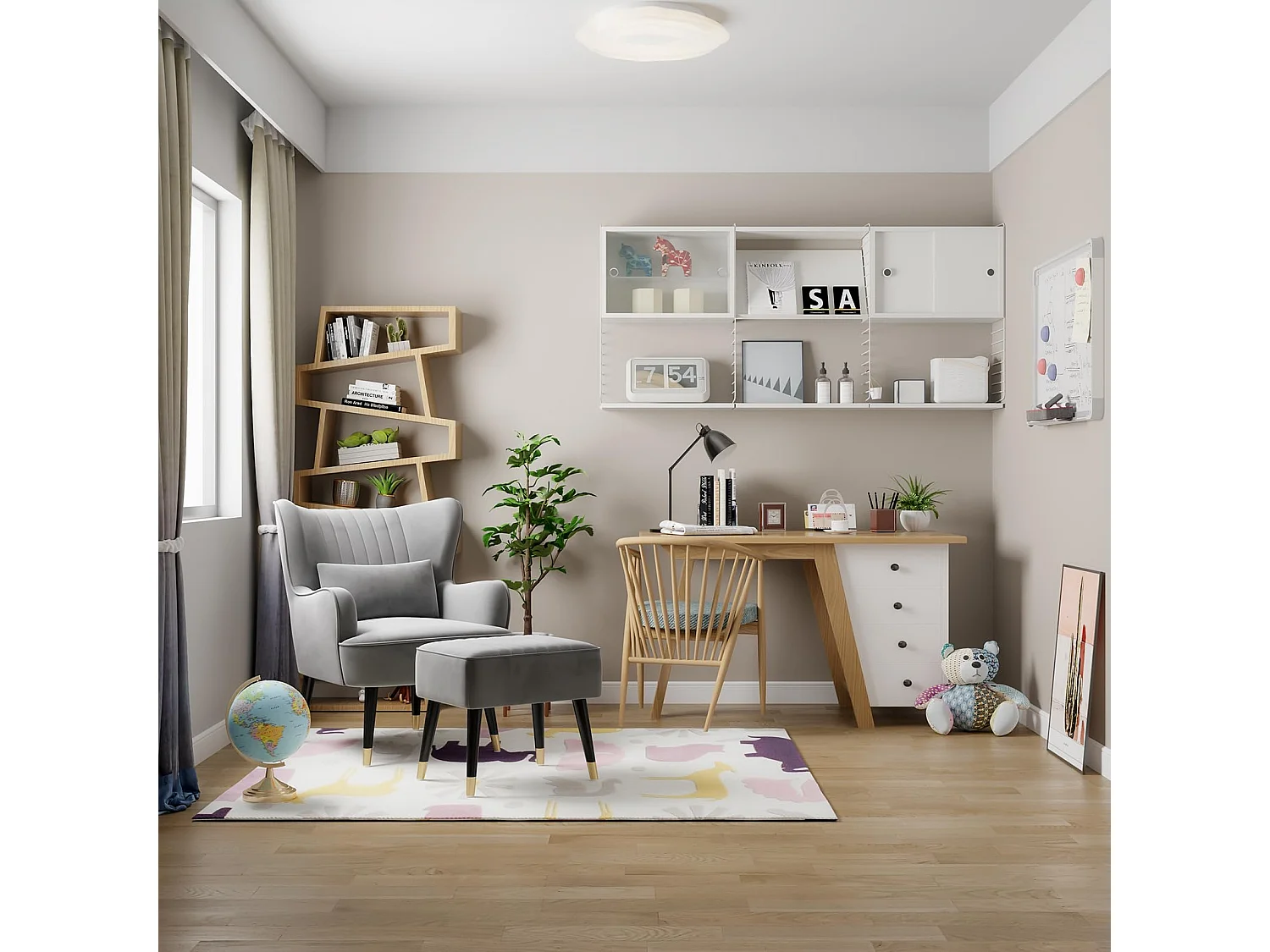 Fauteuil en Velours, Fauteuils Lounge avec accoudoirs, Fauteuil à Oreilles pour Salon Chambre à Coucher Envoyé en Deux Colis