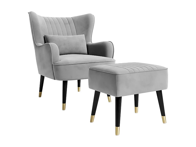 Fauteuil en Velours, Fauteuils Lounge avec accoudoirs, Fauteuil à Oreilles pour Salon Chambre à Coucher Envoyé en Deux Colis