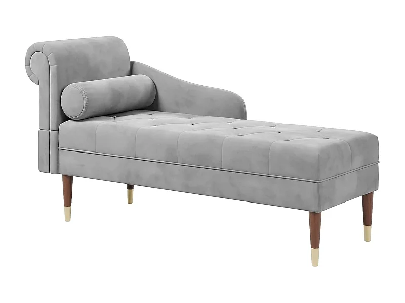 Méridienne Salon en Velours, Chaise Longue Fauteuil Relax Canapé avec Accoudoirs Gauche Coussin Lombaire pour Salon, Appartement, Petit Espace - Gris