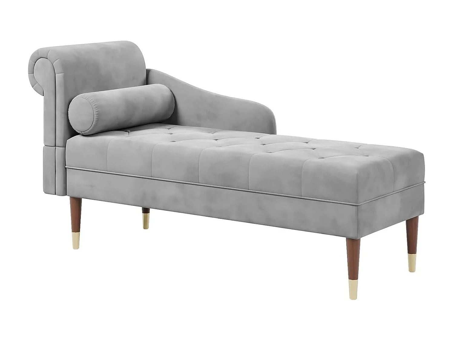 Méridienne Salon en Velours, Chaise Longue Fauteuil Relax Canapé avec Accoudoirs Gauche Coussin Lombaire pour Salon, Appartement, Petit Espace - Gris