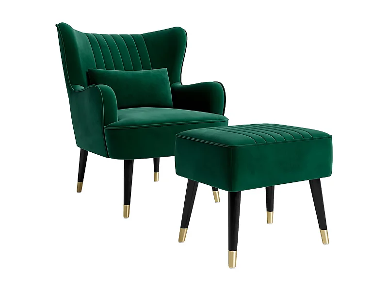 Fauteuil en Velours, Fauteuils Lounge avec accoudoirs, Fauteuil à Oreilles pour Salon Chambre à Coucher Envoyé en Deux Colis