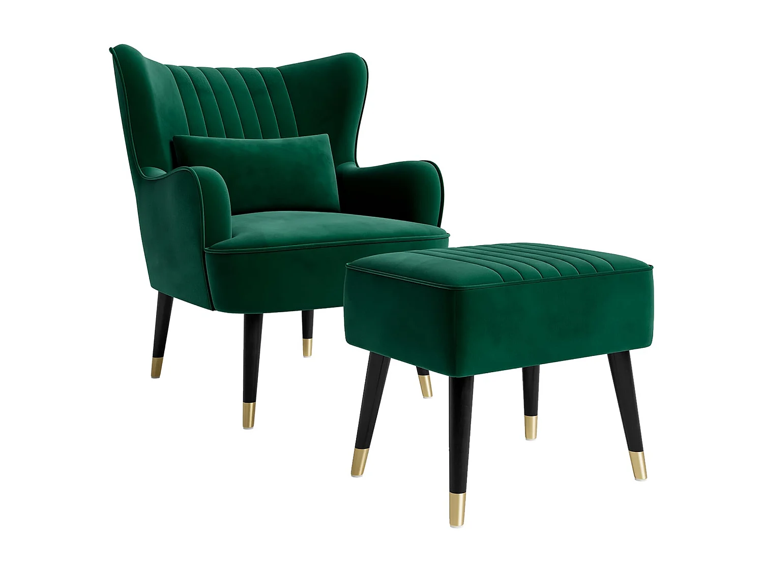 Fauteuil en Velours, Fauteuils Lounge avec accoudoirs, Fauteuil à Oreilles pour Salon Chambre à Coucher Envoyé en Deux Colis