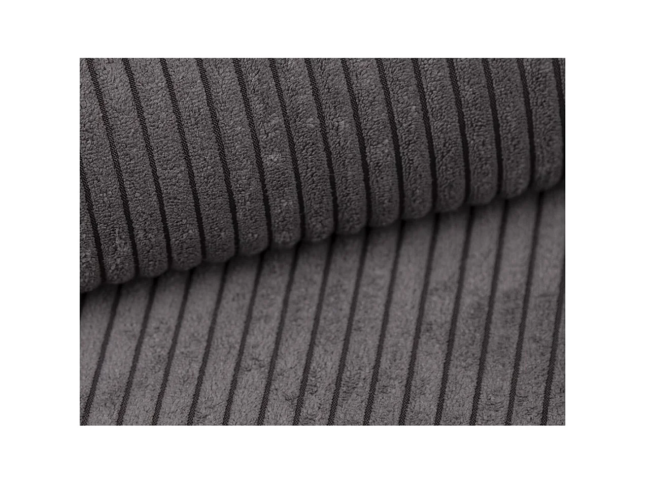 Canapé convertible 3 places FIONA sans accoudoirs coffre de rangement velours côtelé - Gris anthracite