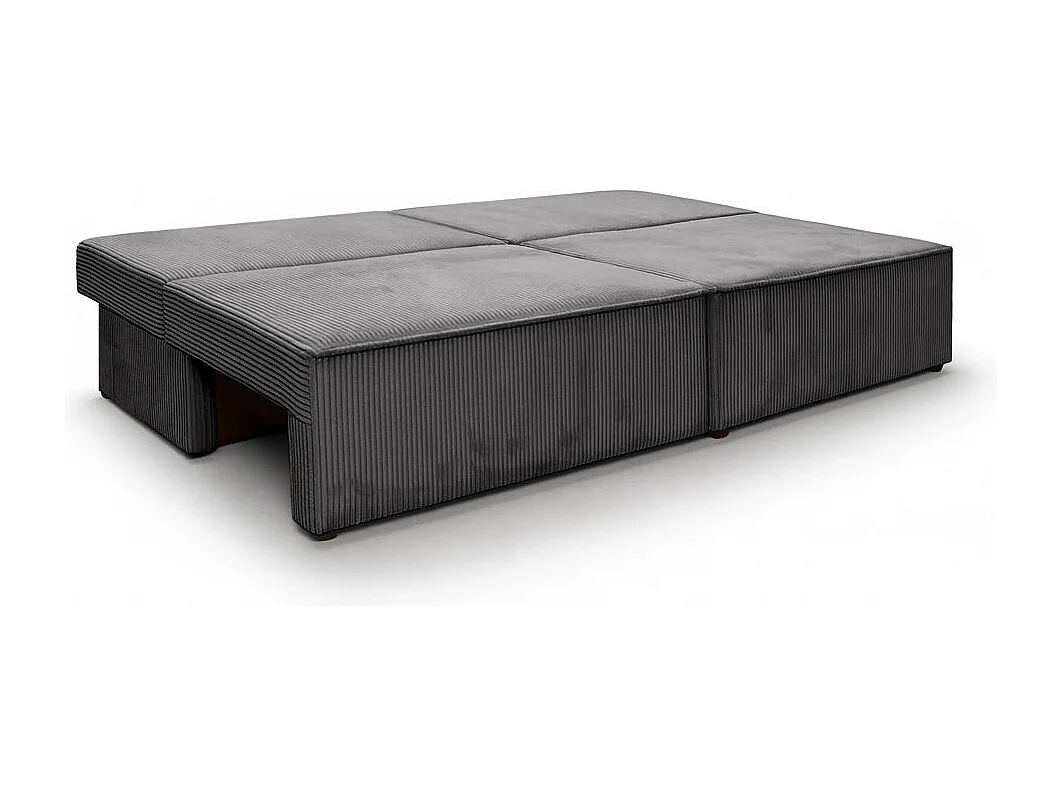 Canapé convertible 3 places FIONA sans accoudoirs coffre de rangement velours côtelé - Gris anthracite