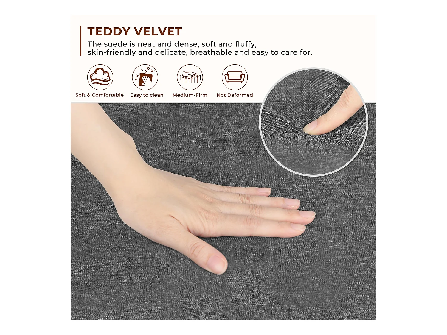 Divano a 2 posti - Moderno e scandinavo - in legno e lino - per soggiorno, camera da letto, ufficio - Grigio scuro - 113 x 67 x 75 cm