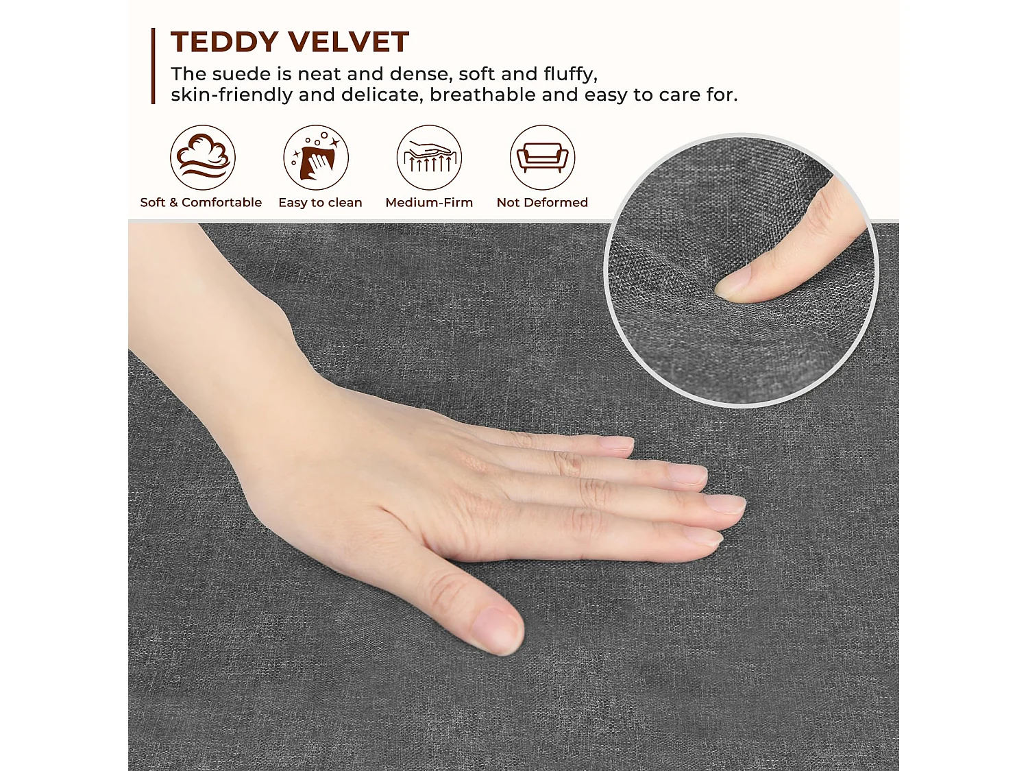 Canapé 2 Places - Moderne et scandinave - en Bois et Lin - pour Salon, Chambre à Coucher, Bureau - Gris foncé - 113 x 67 x 75 cm