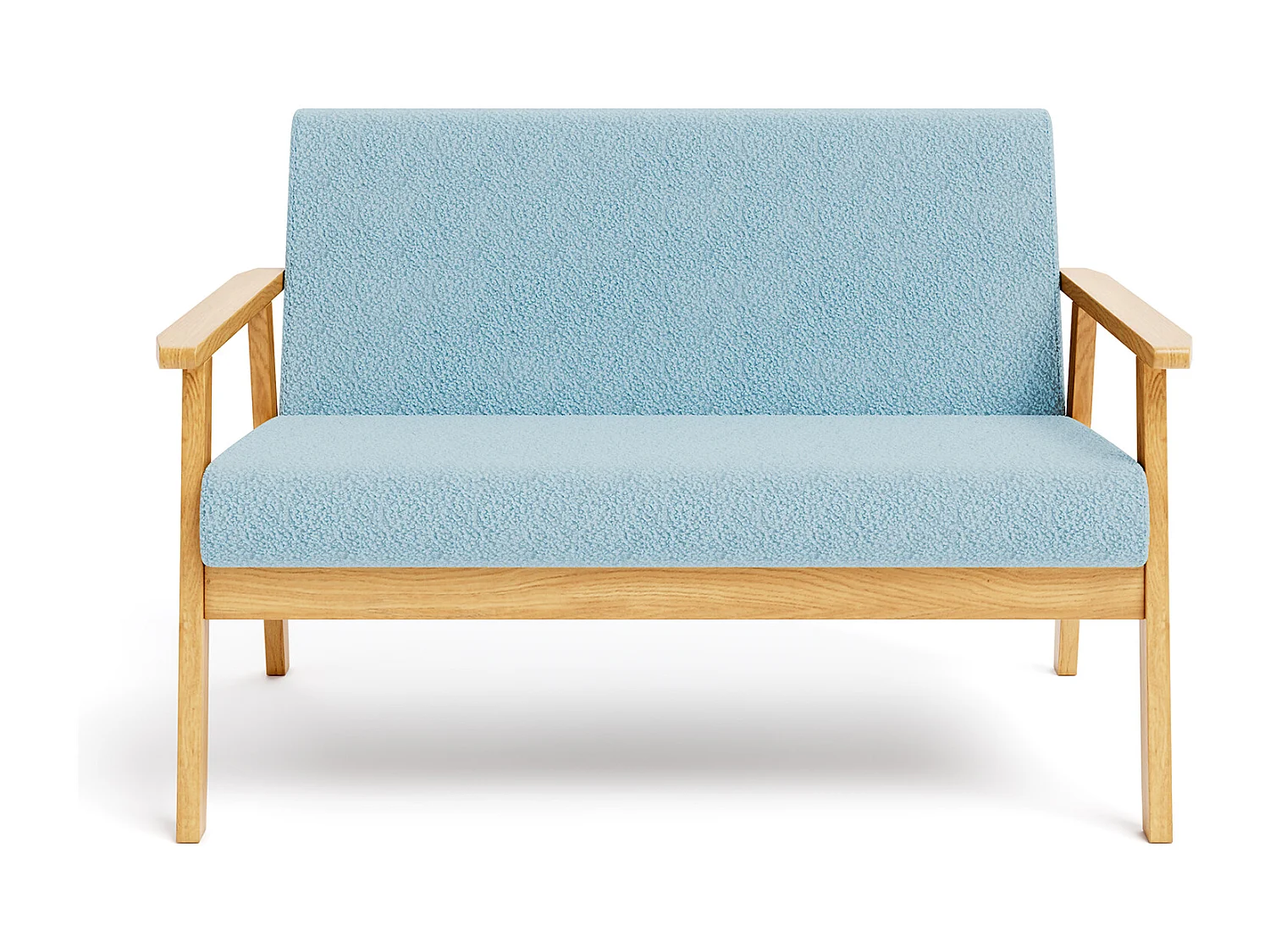 Canapé 2 Places, Moderne et scandinave, canapé Double en Velours Teddy en Bois, pour Salon, Chambre à Coucher, Bureau, 107 x 60 x 77 cm, Bleu Clair