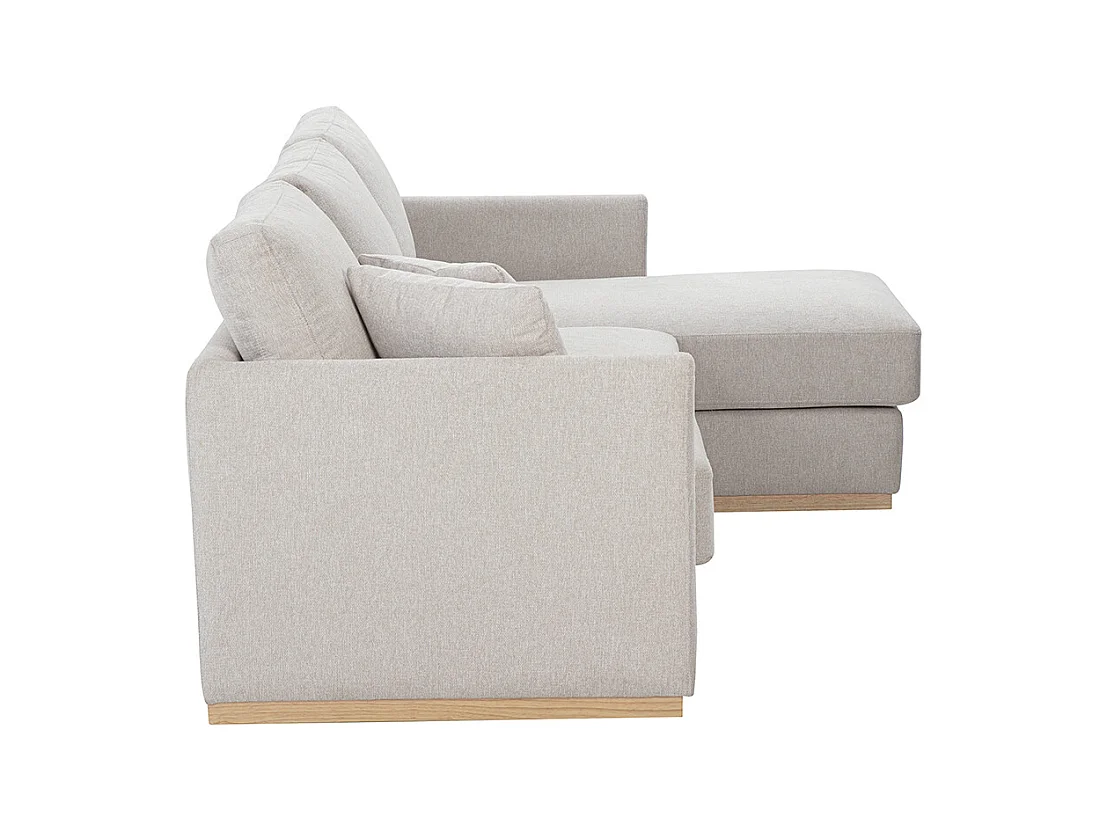 Canapé d'angle droit en tissu effet velours texturé beige 3 places MOSS