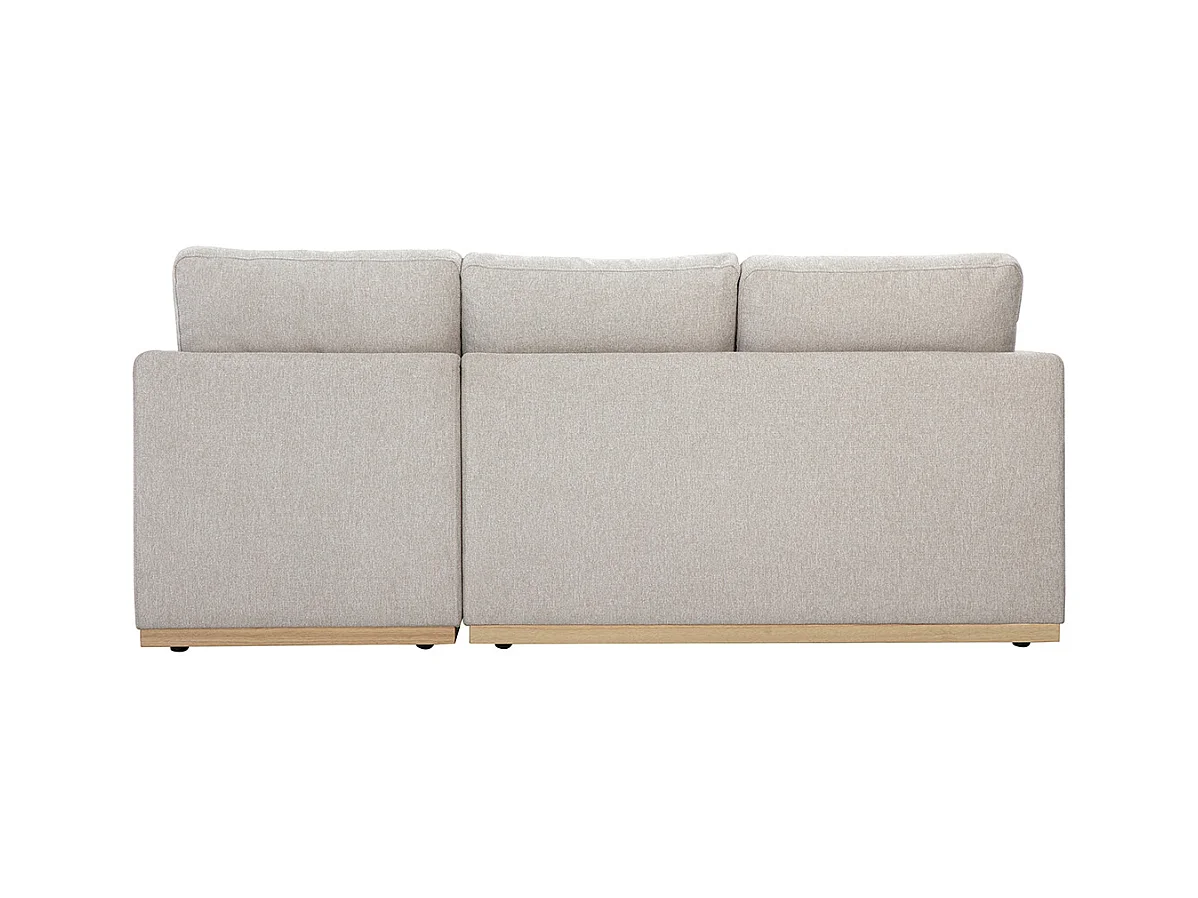 Canapé d'angle droit en tissu effet velours texturé beige 3 places MOSS