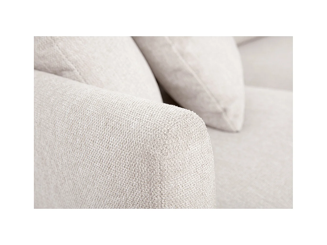 Canapé d'angle droit en tissu effet velours texturé beige 3 places MOSS