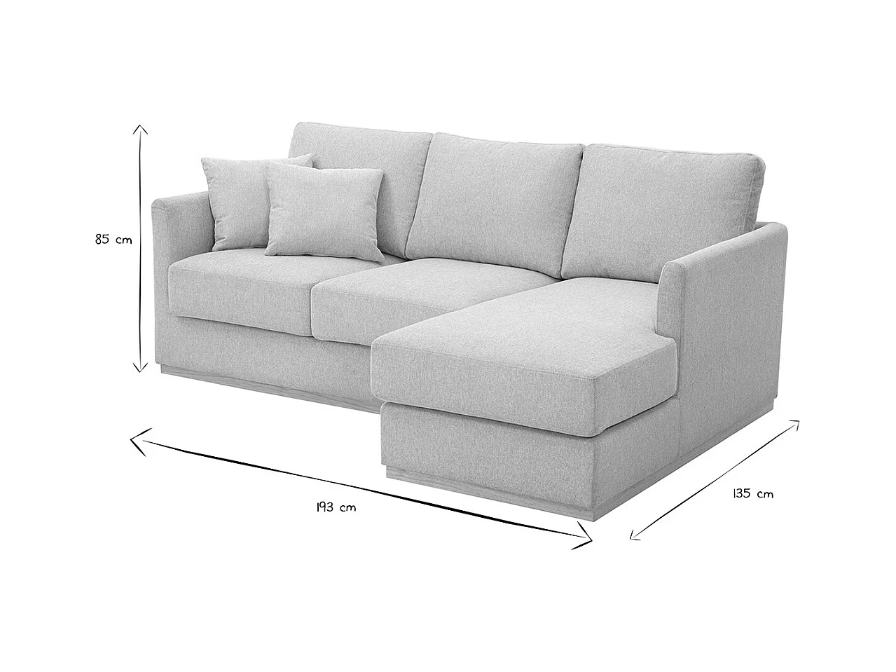 Canapé d'angle droit en tissu effet velours texturé beige 3 places MOSS