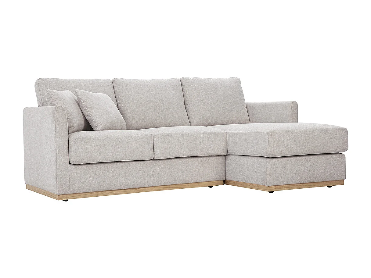 Canapé d'angle droit en tissu effet velours texturé beige 3 places MOSS