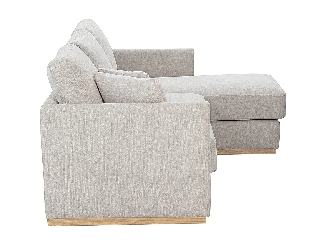 Canapé d'angle droit en tissu effet velours texturé beige 3 places MOSS