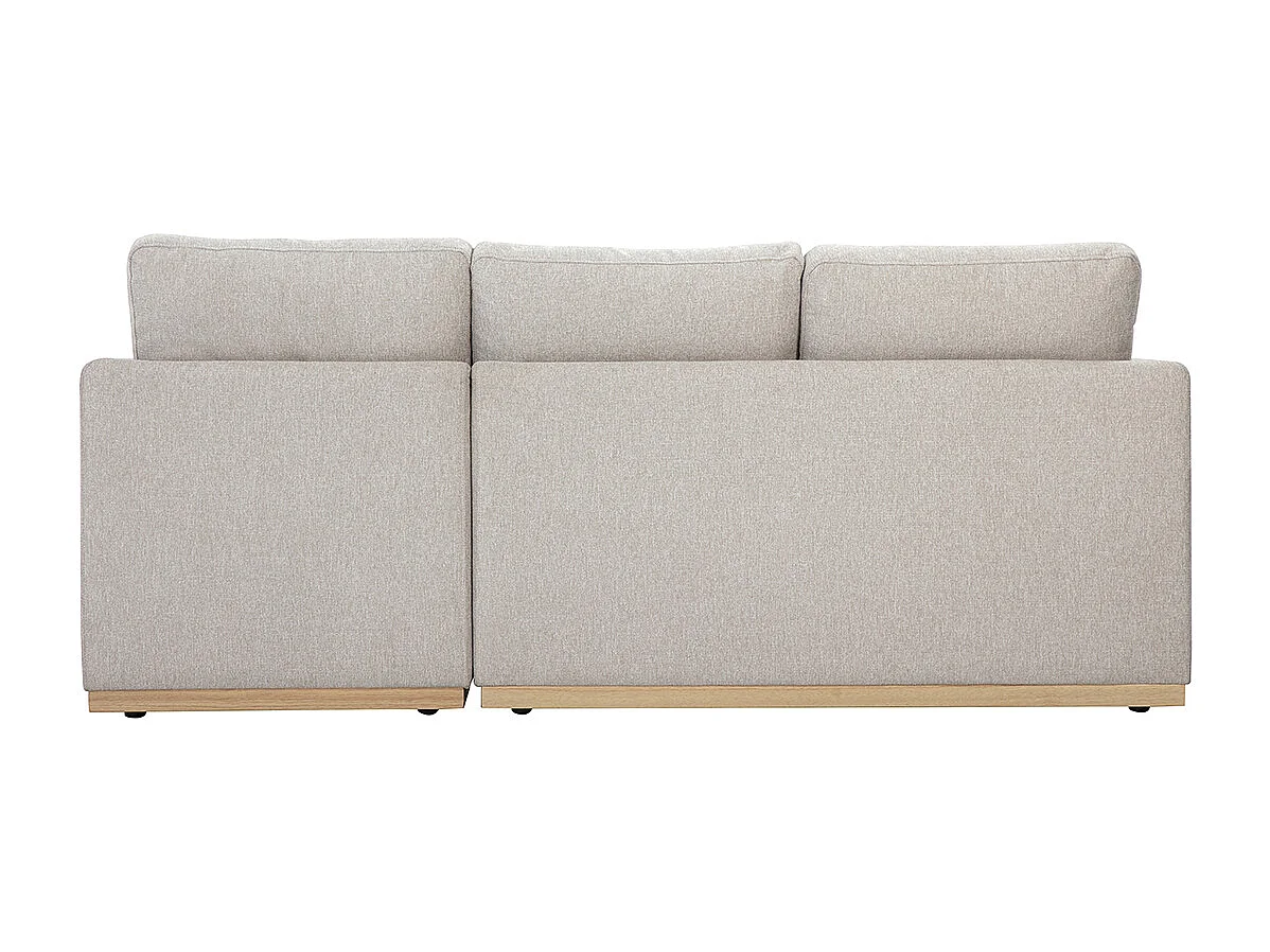 Canapé d'angle droit en tissu effet velours texturé beige 3 places MOSS