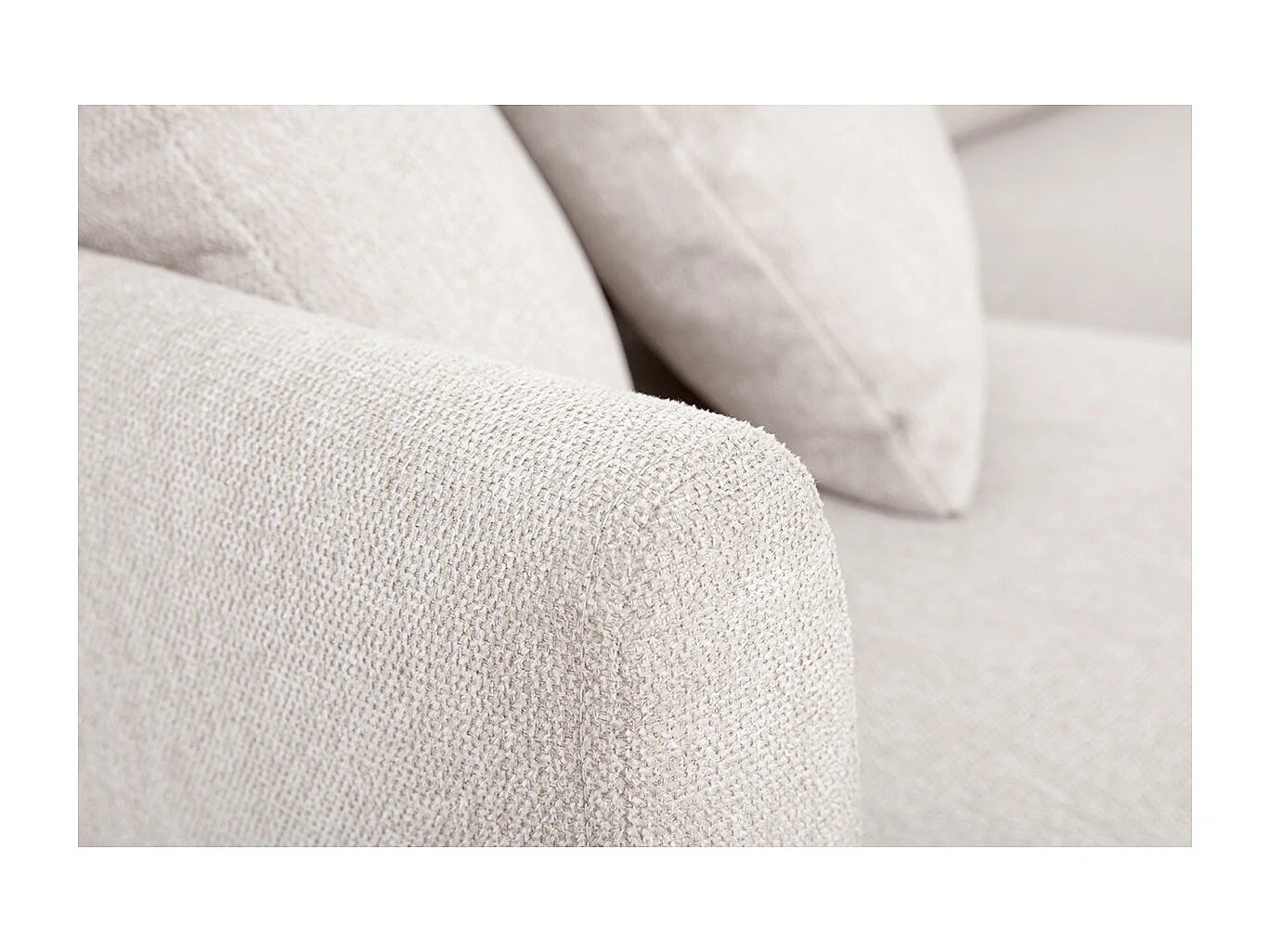 Canapé d'angle droit en tissu effet velours texturé beige 3 places MOSS