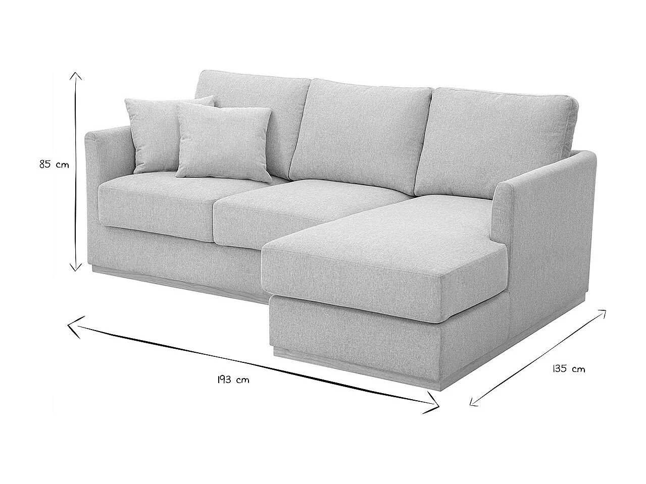 Sofá de esquina derecho de tela efecto terciopelo texturizado beige de 3 plazas MOSS
