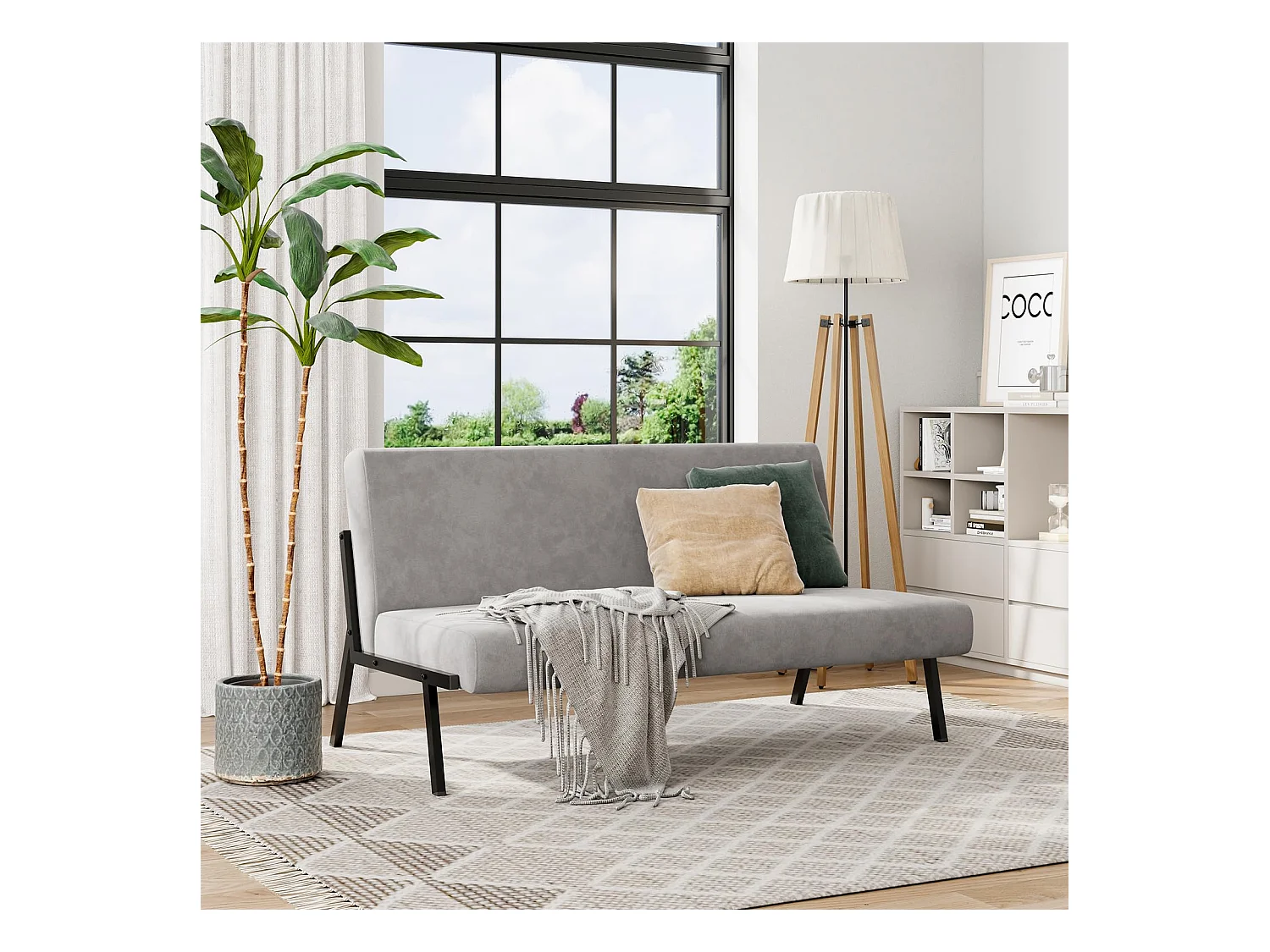 Canapé 2 Places en Tissu, 112cm Style Moderne Scandinave pour Salon, Appartement, Petit Espace, Cadre en métal, Gris