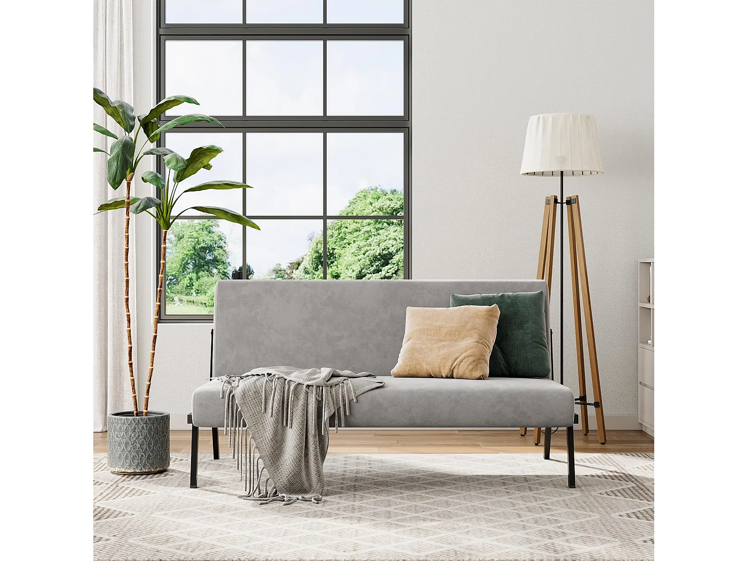 Canapé 2 Places en Tissu, 112cm Style Moderne Scandinave pour Salon, Appartement, Petit Espace, Cadre en métal, Gris