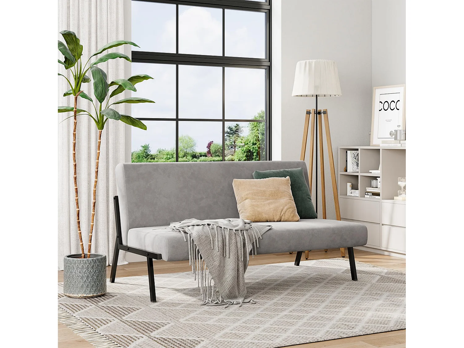 Canapé 2 Places en Tissu, 112cm Style Moderne Scandinave pour Salon, Appartement, Petit Espace, Cadre en métal, Gris