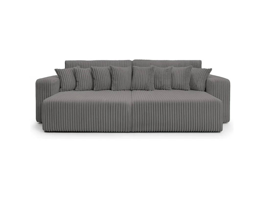 Canapé droit 4 places JADE double méridienne et assise profonde en velours côtelé épais - Gris anthracite