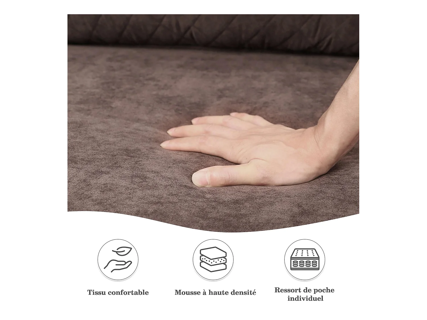 2-zitsbank in bruine fluwelen stof, 165 cm, moderne Scandinavische stijl voor woonkamer, appartement, kleine ruimte, massief houten poten, 168x88x75