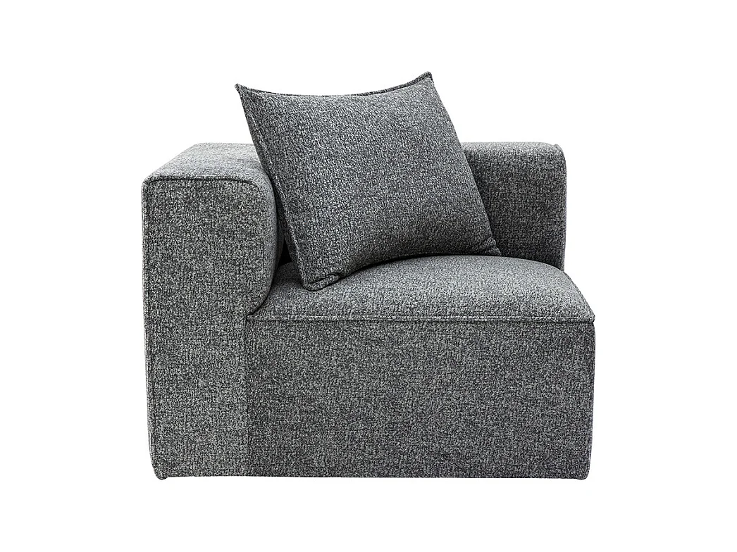 Módulo de esquina izquierda para sofá de tela jaspeada gris oscuro KERRY