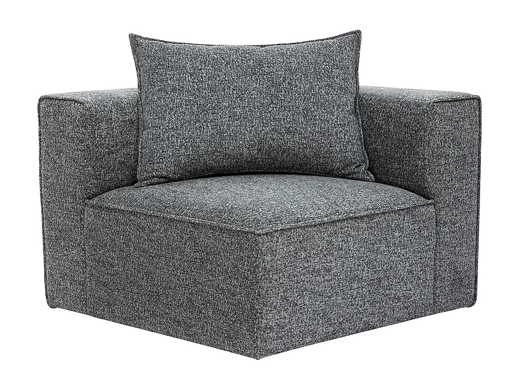 Módulo de esquina izquierda para sofá de tela jaspeada gris oscuro KERRY