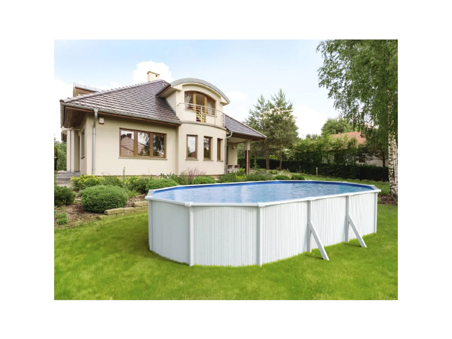 Trigano Jardin Piscine métal hors sol 7,90 x 4,85 m x 1,20 m - pi5135