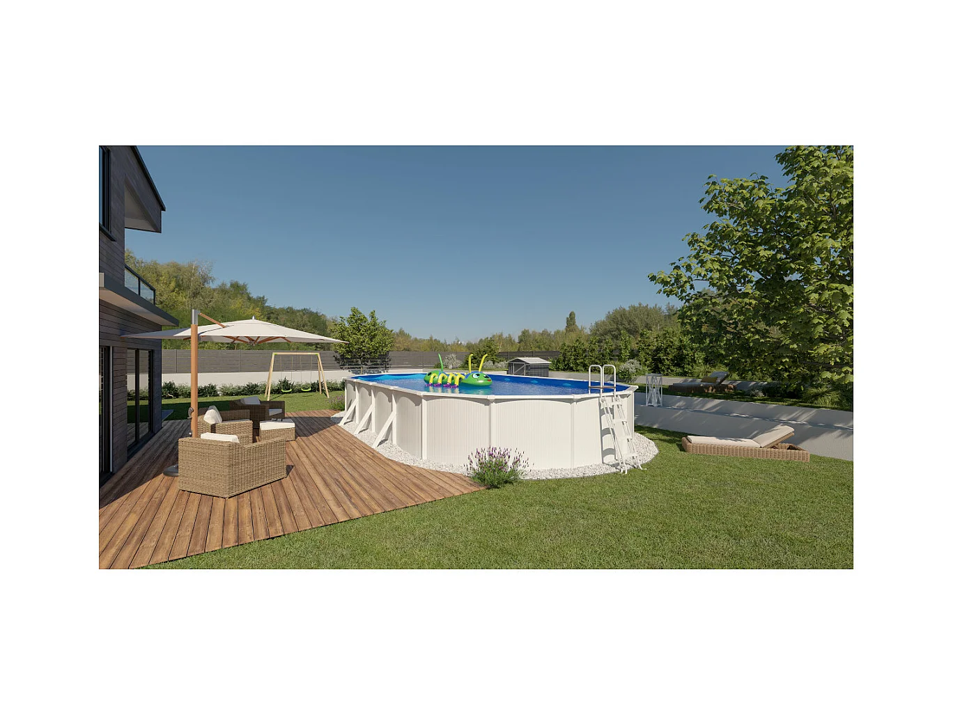Trigano Jardin Piscine métal hors sol 7,90 x 4,85 m x 1,20 m - pi5135