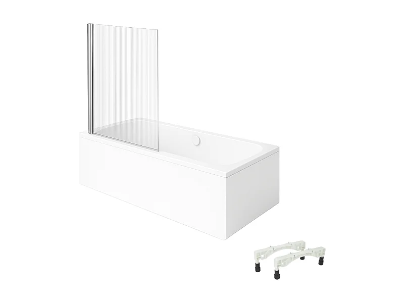 Baignoire droite VILLEROY & BOCH Architectura avec pieds 170 x 70 cm Blanc + Pare bain gauche AURYS Raywall chromé