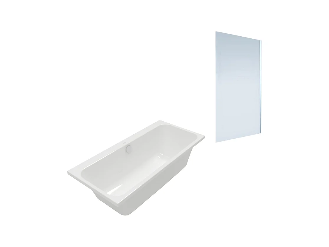 Baignoire droite VILLEROY & BOCH Architectura 150 x 70 cm Blanc + Pare bain droite AURYS Mist 1 chromé