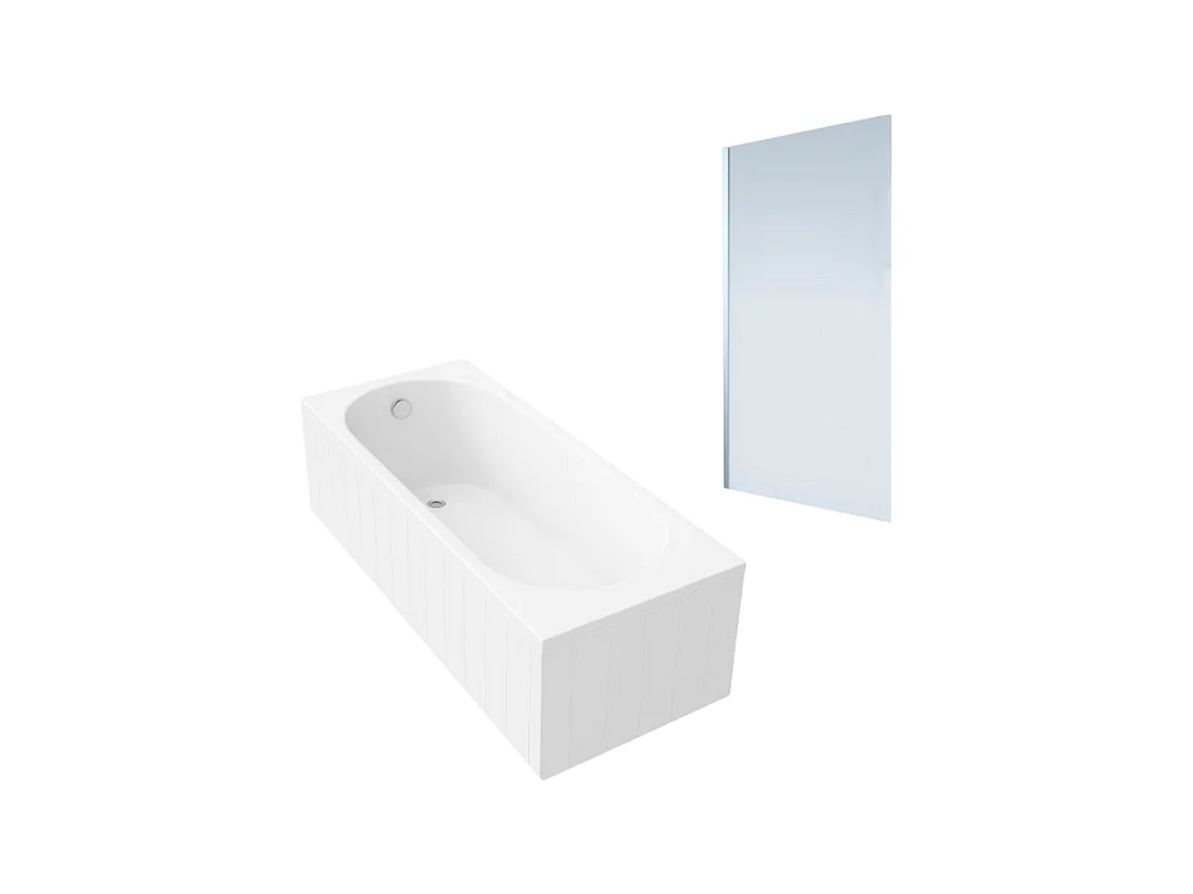Baignoire droite VILLEROY & BOCH O.novo 170 x 75 cm Blanc + Pare Bain gauche AURYS Mist 1 chromé