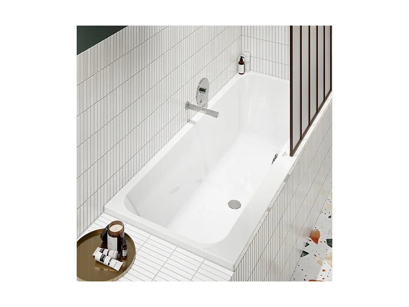Baignoire droite VILLEROY & BOCH Architectura avec pieds 170 x 75 cm Blanc + Pare bain gauche AURYS Raywall chromé
