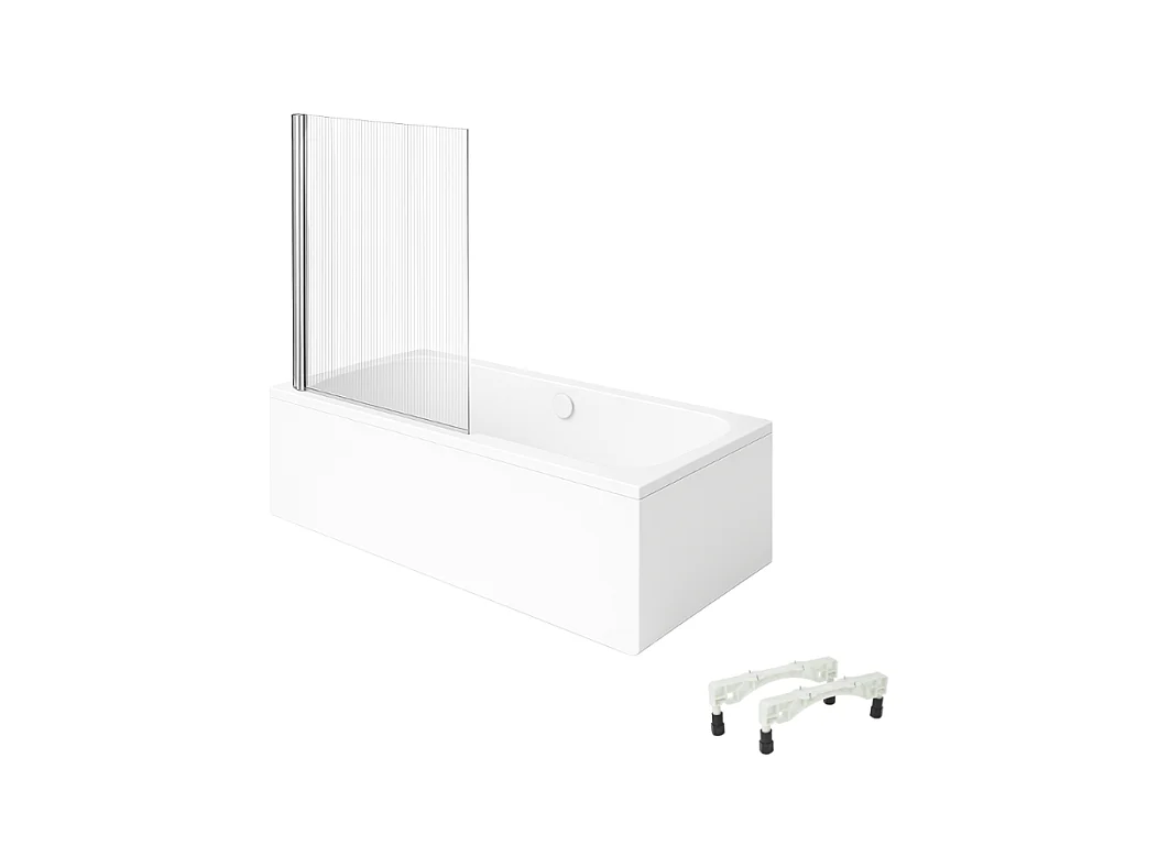 Baignoire droite VILLEROY & BOCH Architectura avec pieds 170 x 75 cm Blanc + Pare bain gauche AURYS Raywall chromé