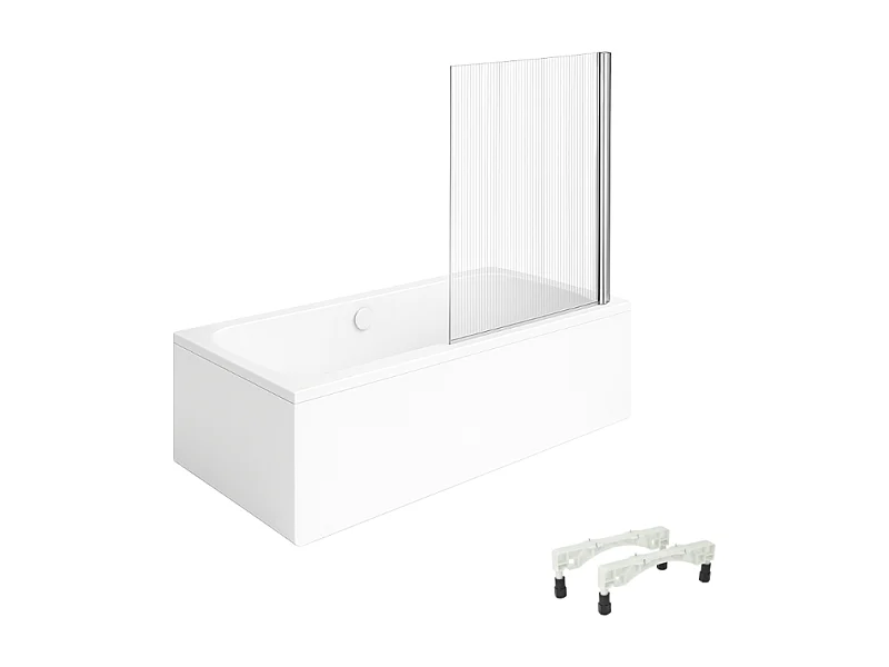 Baignoire droite VILLEROY & BOCH Architectura avec pieds 180 x 80 cm Blanc + Pare bain droite AURYS Raywall chromé