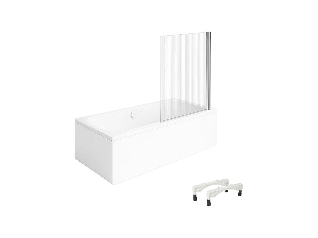 Baignoire droite VILLEROY & BOCH Architectura avec pieds 180 x 80 cm Blanc + Pare bain droite AURYS Raywall chromé