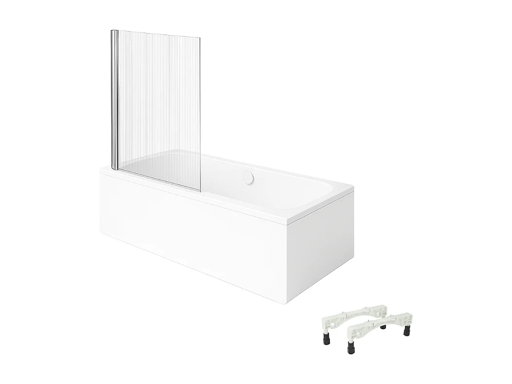 Baignoire droite VILLEROY & BOCH Architectura avec pieds 150 x 70 cm Blanc + Pare bain gauche AURYS Raywall chromé