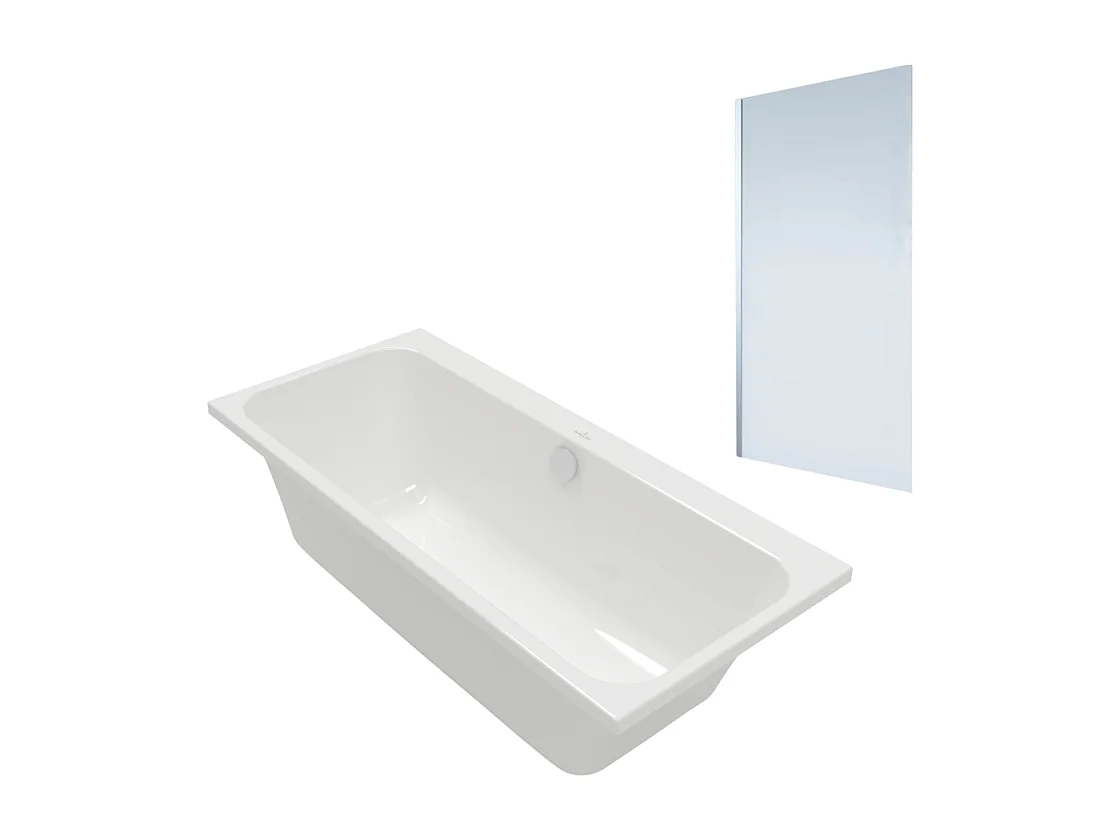 Baignoire droite VILLEROY & BOCH Architectura 170 x 70 cm Blanc + Pare Bain gauche AURYS Mist 1 chromé