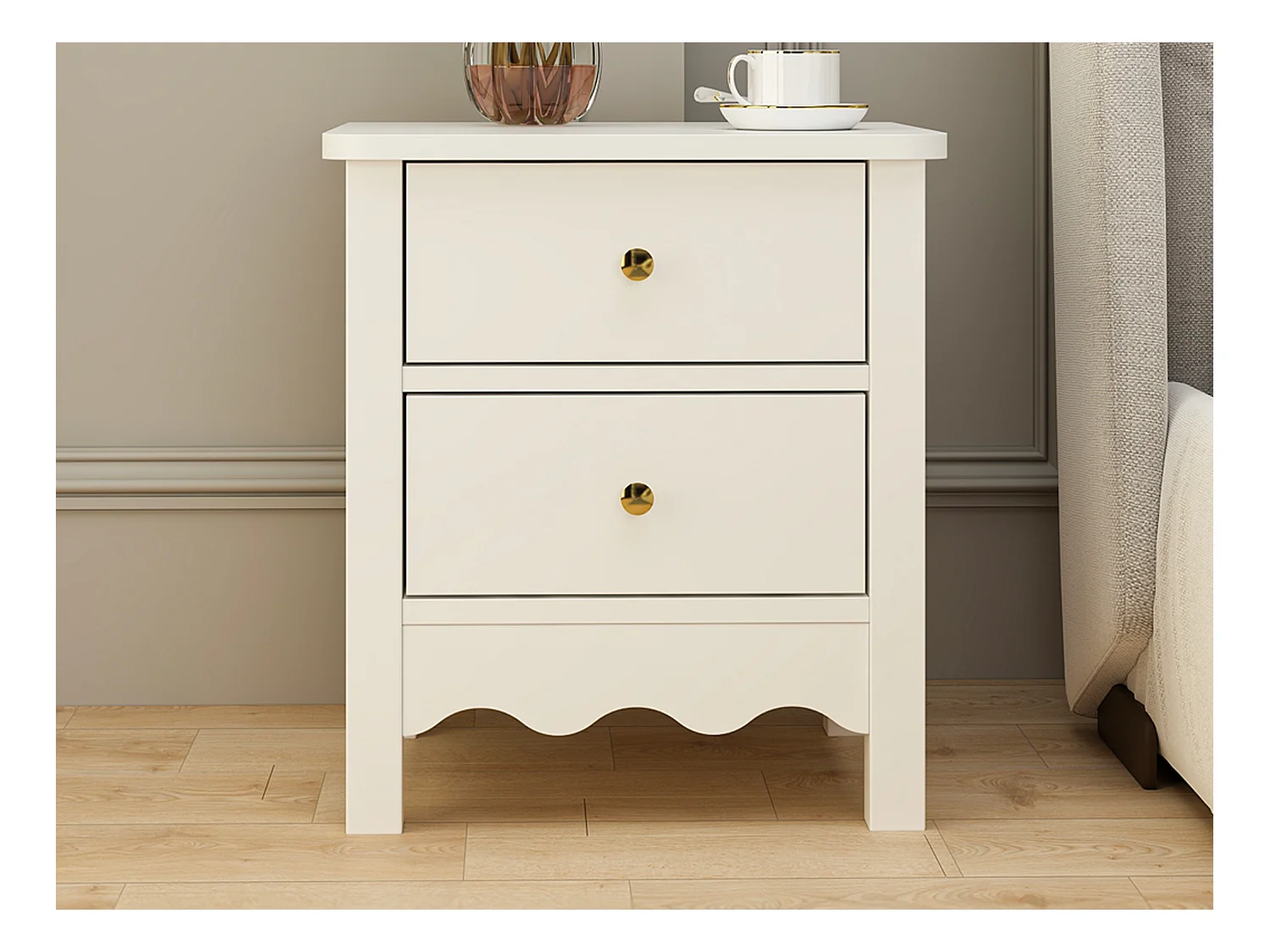 Lot de 2 tables de chevet avec 2 tiroirs - Blanc - ILIZANA