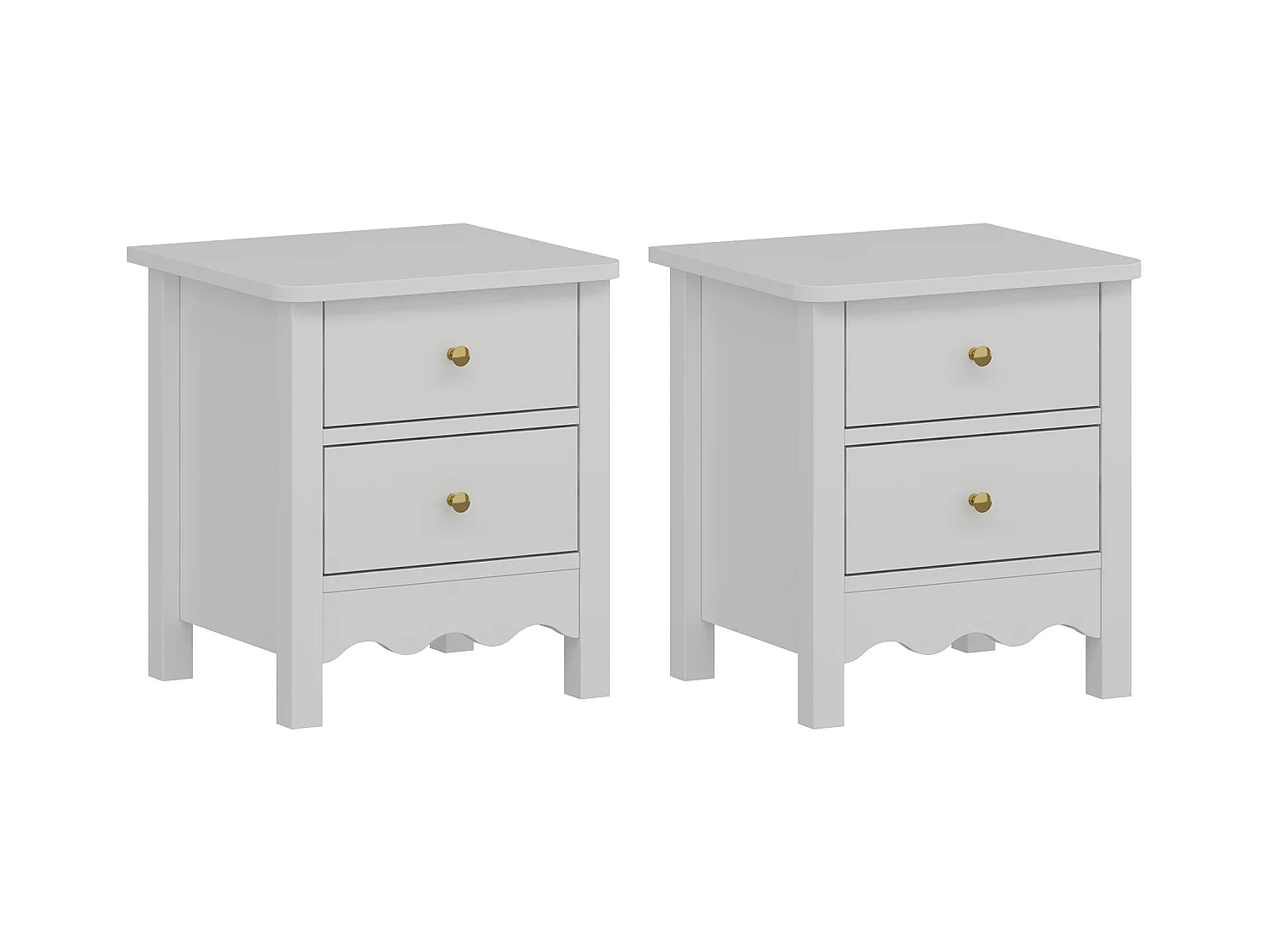 Lot de 2 tables de chevet avec 2 tiroirs - Blanc - ILIZANA