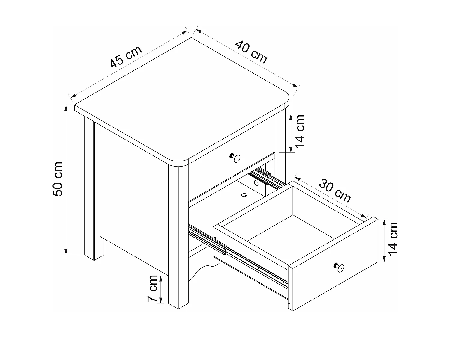 Sett med 2 nattbord med 2 skuffer - Hvit - ILIZANA