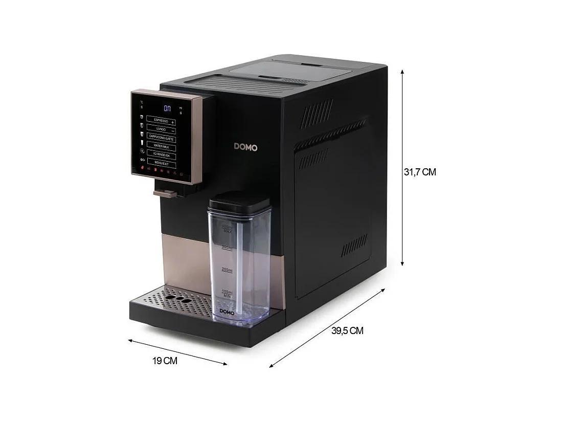 Machine a expresso automatique avec broyeur - DOMO - DO743K - 1350 W - 19 bar - 125 g café - Noir