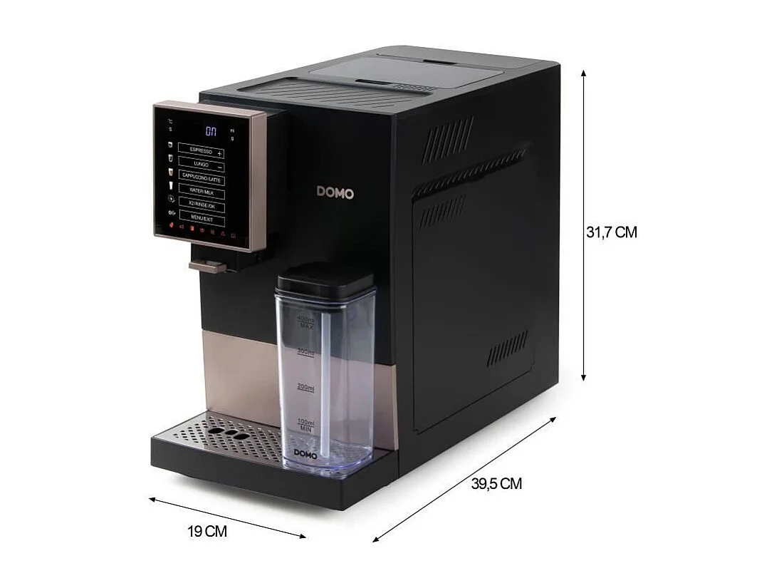 Cafetera espresso automática con molinillo DO743K - 1350 W - 19 bares - 125 g de café - Negra