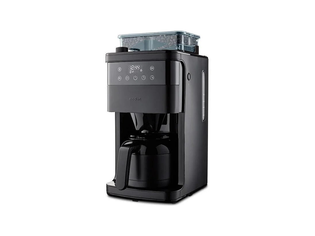 Cafetiere Filtre Digitale Isotherme avec Broyeur - MEDION - 1000W - 1,0L - Noir