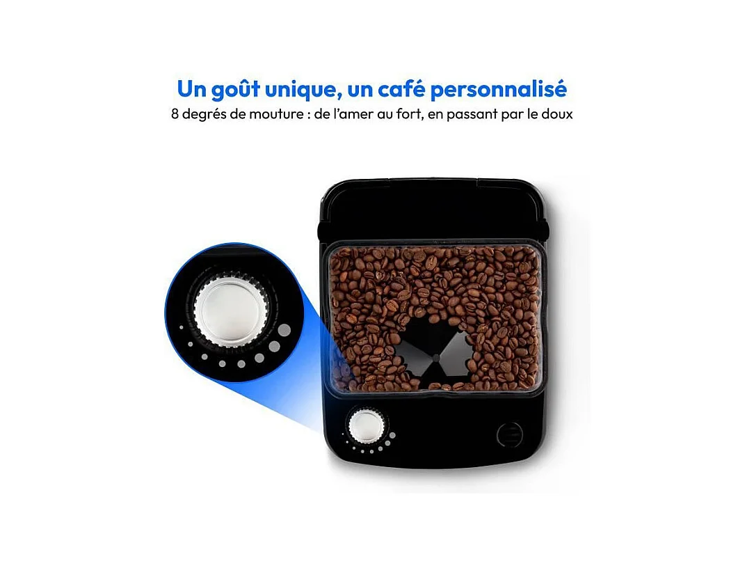 Cafetiere Filtre Digitale Isotherme avec Broyeur - MEDION - 1000W - 1,0L - Noir