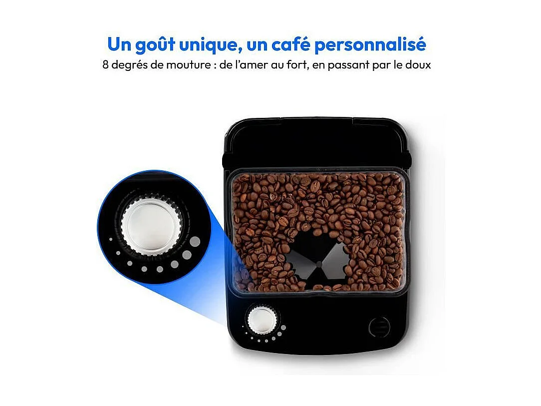 Cafetiere Filtre Digitale Isotherme avec Broyeur - MEDION - 1000W - 1,0L - Noir