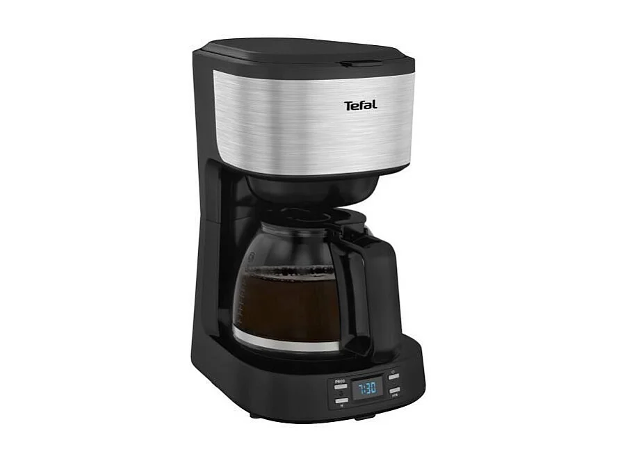 TEFAL Cafetiere filtre inox programmable 1,2L, 8 a 12 tasses, Ecran Led, Filtre permanent, Maintien au chaud, Equinox CM520D10